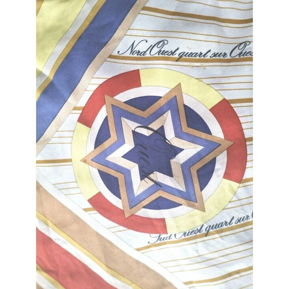 Hermes La Rose Des Vents Compass Scarf Silk 34” X 34” Designer